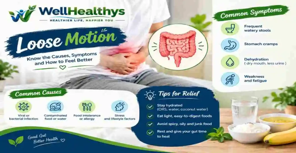 Loose Motion: What to Drink, What to Eat and When to Worry (A Day-by-Day Recovery Plan) WellHealthys Loose Motion symptoms and causes